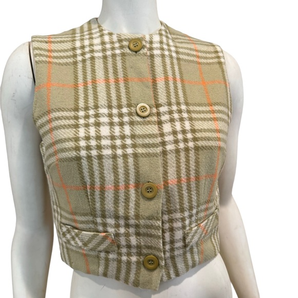 Vintage Union Made Plaid Cropped Vest - Picture 1 of 11